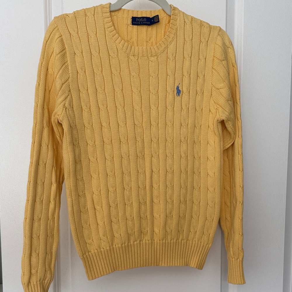 Polo by Ralph Lauren Yellow Cable Knit Crew Sweater